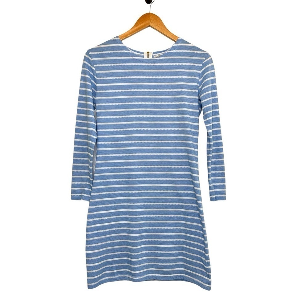 Sail To Sable STS Womens Stripe Knit Mini Dress Size XS Blue White 3/4 Sleeve